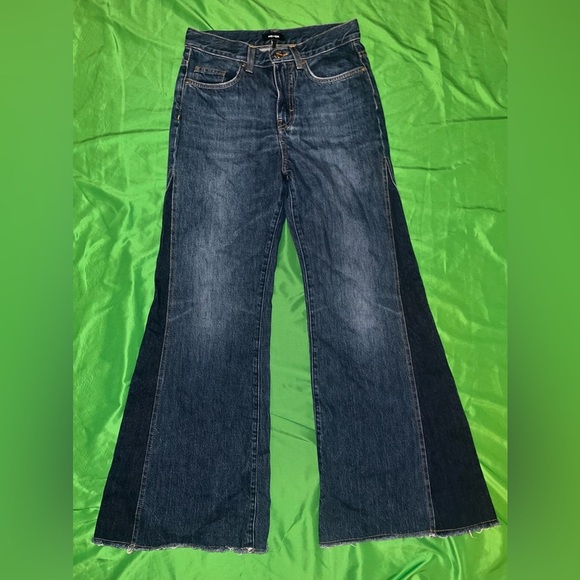 ME+EM Women's Blue Contrast Flared Jeans size 25 - Picture 1 of 7